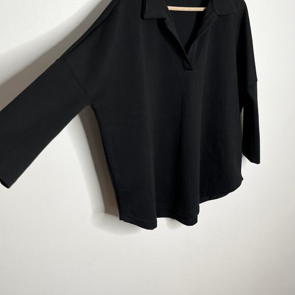 Tuckernuck Pomander Place Womens Easy Polo Swing Sweatshirt XS/S Black V Neck - Picture 5 of 12